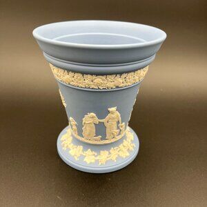 Wedgwood Classic Matte Blue Jasperware Vase ~6 3/4 x 6 in